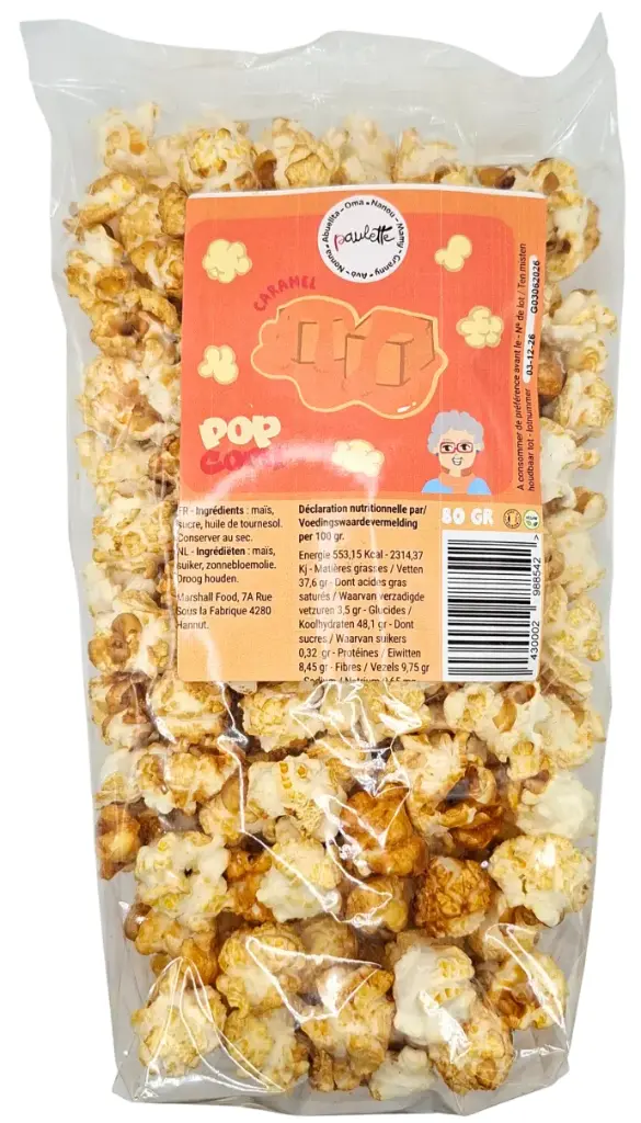 Pop corn Paulette - Caramel 80gr (x12)