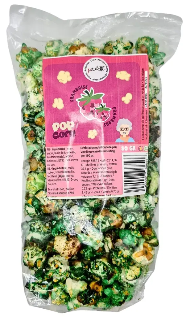 Pop corn Paulette - Framboise 80gr (x12)