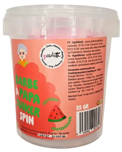 Barbe à papa Paulette - pastèque 35 gr (x12)