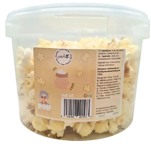 Grand Pop corn Paulette - Sel 160 gr (x1)  